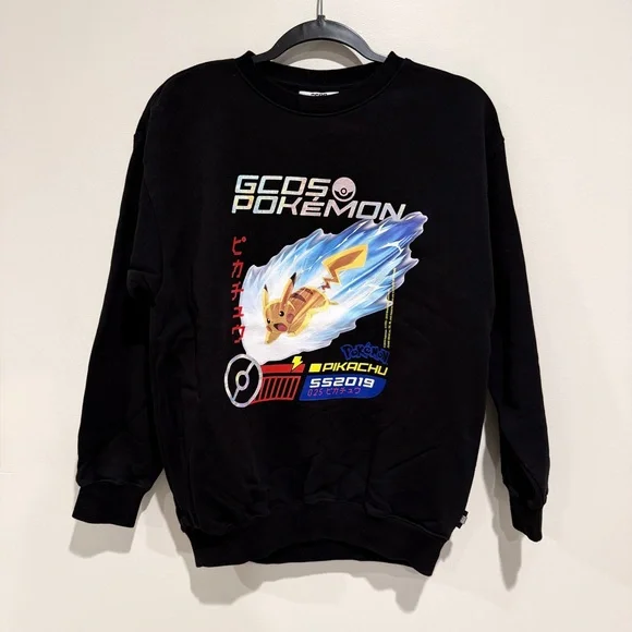 GCDS Pokémon Pikachu Print Black Sweatshirt, Small